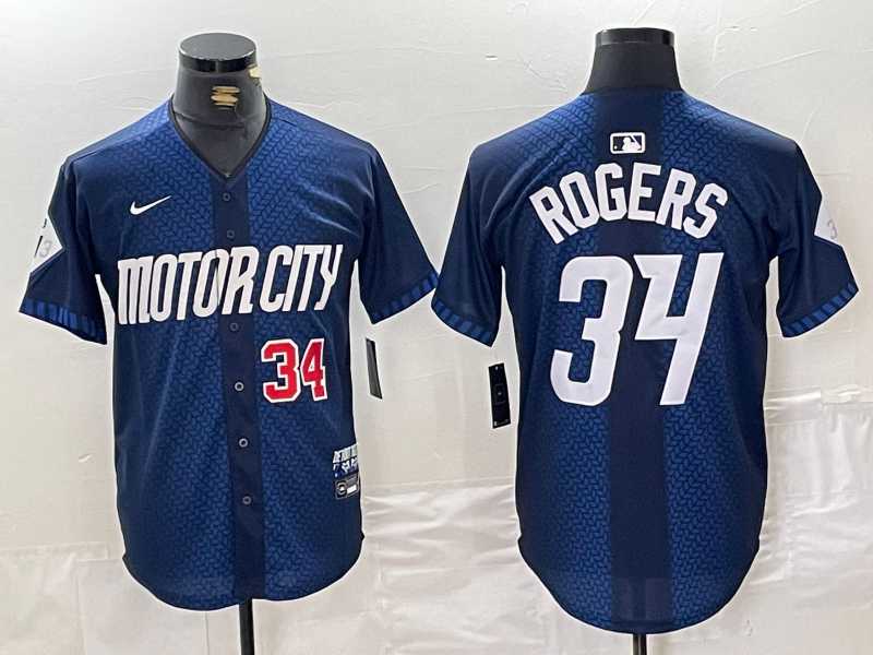 Men%27s Detroit Tigers #34 Jake Rogers 2024 Navy City Connect Cool Base Limited Stitched Jerseys->detroit tigers->MLB Jersey